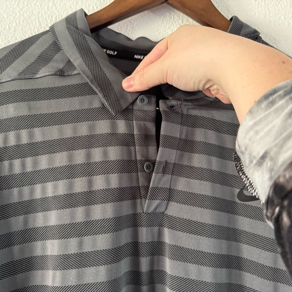 Nike Men's Golf Dark Gray Striped Polo Shirt Drifit XXL EUC - Picture 6 of 12